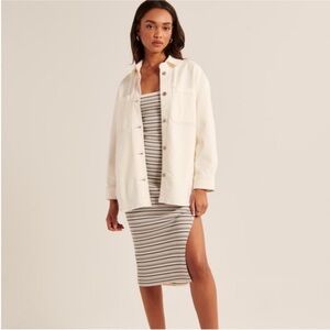 Oversized white Abercrombie denim shirt jacket
